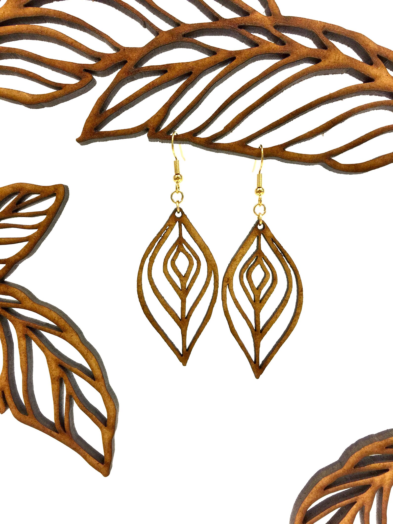 Rose - Boucles d'oreilles en bois