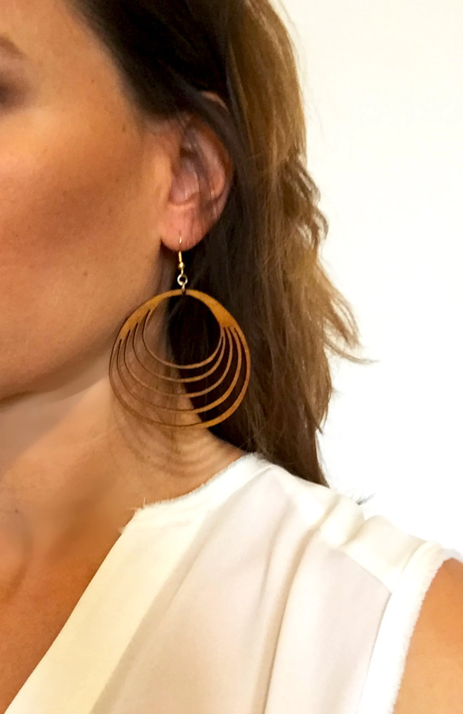 Ondes d'eau - Boucles d'oreilles en bois
